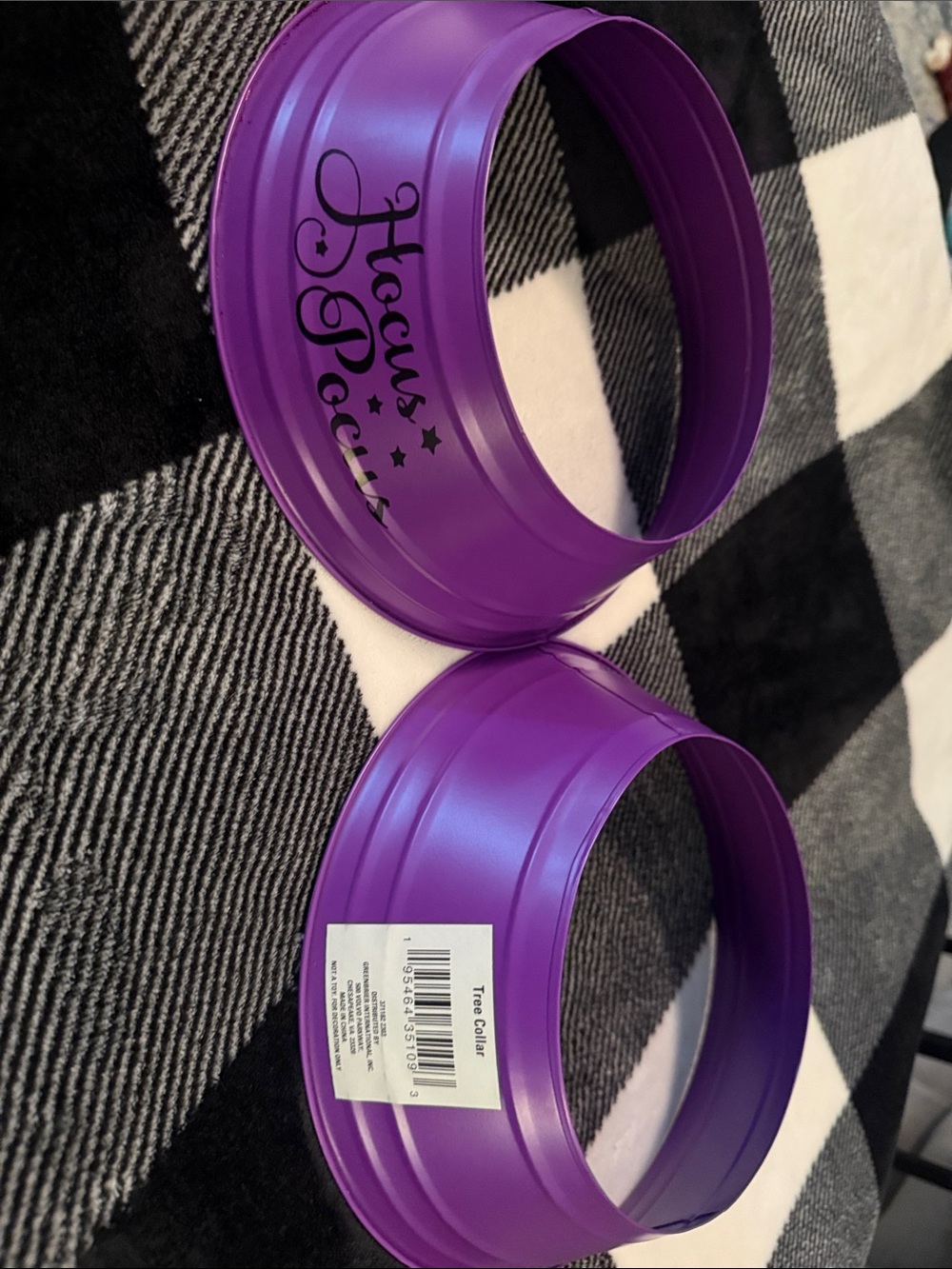 Festive Purple Metal Tree Collar Set For Pet Bowls, Hocus Pocus Design